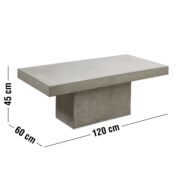 Yard kerti kisasztal, 120 x 60 cm, cement