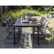 Kalani kerti asztal, alumínium, fekete, 200 x 100 cm