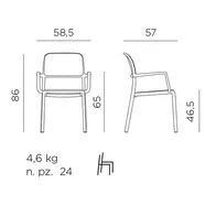 RIVA karfás kerti design szék, bianco