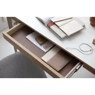 SM131 íróasztal, olajozott fehérített tölgy/fehér, fa láb