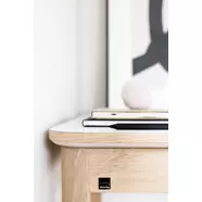 SM131 íróasztal, olajozott fehérített tölgy/fehér, fa láb