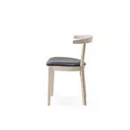 SM52 design szék, fekete bőr, olajozott fehérített tölgy láb