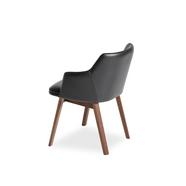 SM65 design szék, fekete bőr, olajozott dió láb