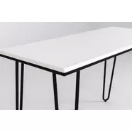 Work 2 íróasztal, fehér asztallap, fekete fém láb