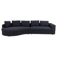 Clifton 4,5 üléses kanapé, sötétkék szövet, fekete műanyag láb
