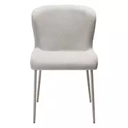 Glam design szék, világosszürke bouclé, világosszürke fém láb