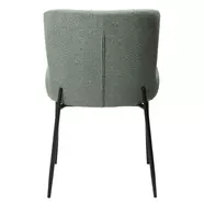 Glam design szék, zöld bouclé, fekete fém láb