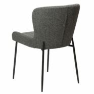 Glam design szék, szürke bouclé, fekete fém láb