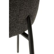 Glam design szék, szürke bouclé, fekete fém láb