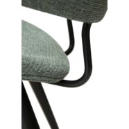 Napoleon design karfás szék, zöld bouclé, fekete fém láb
