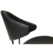 Napoleon design karfás szék, vintage fekete textilbőr, fekete fém láb