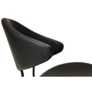 Napoleon design karfás szék, vintage fekete műbőr, fekete fém láb