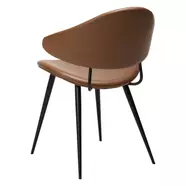 Napoleon design karfás szék, vintage barna textilbőr, fekete fém láb