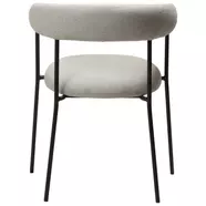 Plenti design karfás szék, világosszürke bouclé, fekete fém láb