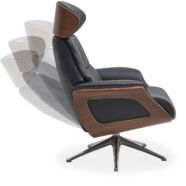 Clement medium relax fotel, dió karfa, fekete bőr