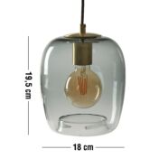 Logina függőlámpa, D18 cm, sárgaréz foglalat, füstüveg