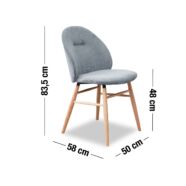 Ashton design szék, szürke bársony, tölgy láb