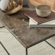 Square dohányzóasztal, barna márvány, 100x50 cm,