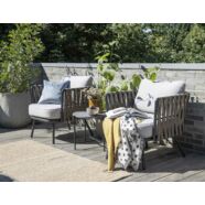 Avisa kerti lerakóasztal, cement, fekete fém láb, D53 cm