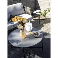 Avisa kerti lerakóasztal, cement, fekete fém láb, D80 cm