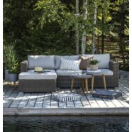 Calvi kerti kanapé, bal ottomános, törtfehér, natúr polyrattan