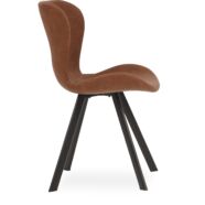 Batilda design szék, konyak textilbőr, fekete fém láb