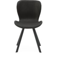Batilda design szék, mokka bőr fekete fém láb