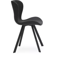 Batilda design szék, fekete textilbőr, fekete fém láb