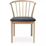 Norrland design szék, fekete műbőr, fehérített tölgy láb