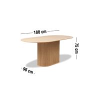 Winston ovális étkezőasztal, 180 cm, lakkozott tölgy