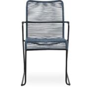 Branco kerti szék, kék, feketére festett fém láb