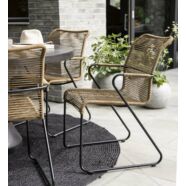Branco kerti szék, okkersárga, feketére festett fém láb