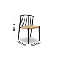 Halle kerti szék, francia fonat, fekete alumínium láb