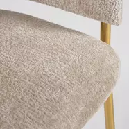 Runnie design szék, bézs bársony, aranyozott acél láb