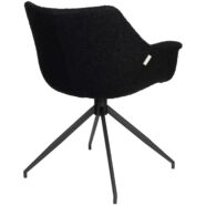 Doulton design szék, fekete bouclé, fekete fém láb