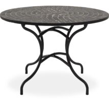 Korsika kerti asztal, mozaik asztallap, fekete fém láb, D110 cm