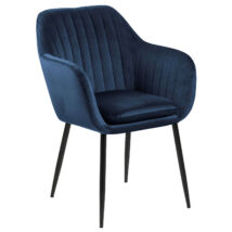Emilia karfás design szék, sötétkék bársony, fekete láb