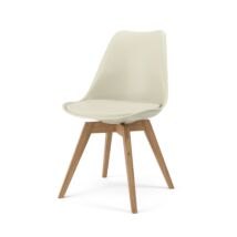 Gina design szék, melegszürke textilbőr/műanyag, tölgy láb