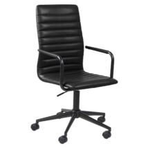 Shannon irodai design szék karfás, fekete textilbőr