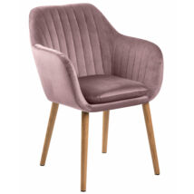 Emilia karfás design szék, rózsaszín bársony, olajozott tölgy láb