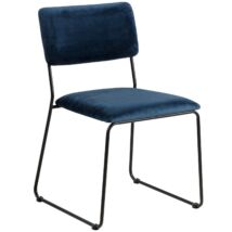Cornelia design szék, sötétkék bársony, fekete fém láb