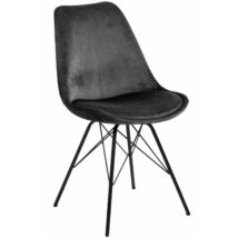 Eris design szék, sötétszürke bársony, fekete fém láb
