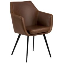 Flora design szék, vintage brandy textilbőr, fekete fém láb
