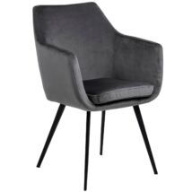 Flora design szék, sötétszürke bársony, fekete porszórt fém láb
