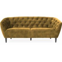 Ria 3 személyes kanapé, mustársárga velúr, fekete fa láb
