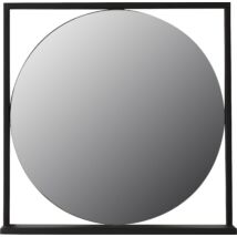 Asgard tükör, polcos, fekete fém keret, 50x50 cm
