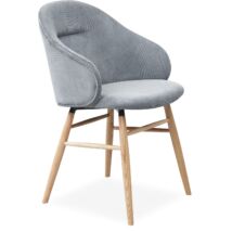 Ashton design karfás szék, sötétszürke bársony, lakkozott tölgy láb