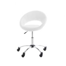 Plump irodai design szék, fehér textilbőr