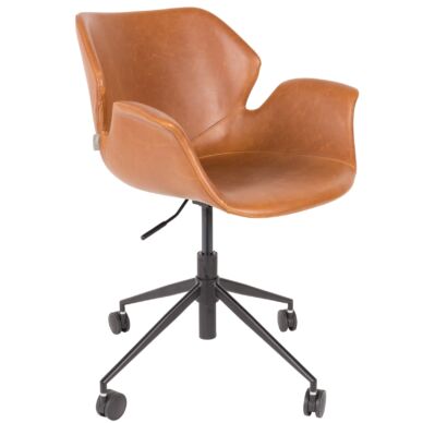 Nikki irodai design szék, barna textilbőr