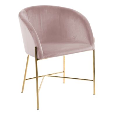 Nelson design karfás szék, rózsaszín bársony, aranyozott króm láb